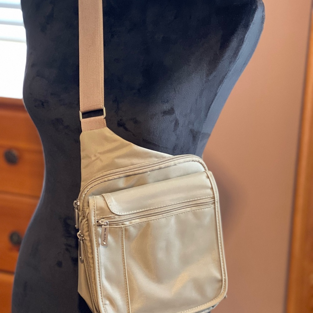 Beige Travelon Anti-Theft Messenger Bag